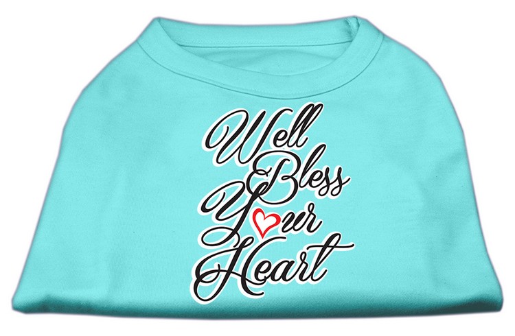 Well Bless Your Heart Screen Print Dog Shirt Aqua XXXL